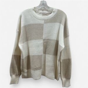 Moon & Madison Two-Tone Beige and Cream Sweater Size Medium